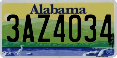 AL license plate 3AZ4034