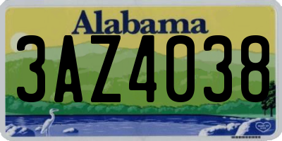 AL license plate 3AZ4038