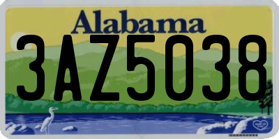 AL license plate 3AZ5038
