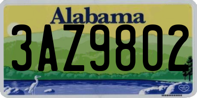 AL license plate 3AZ9802