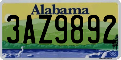 AL license plate 3AZ9892