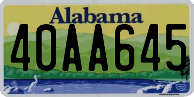AL license plate 40AA645