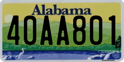 AL license plate 40AA801
