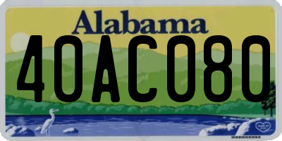 AL license plate 40AC080