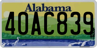 AL license plate 40AC839