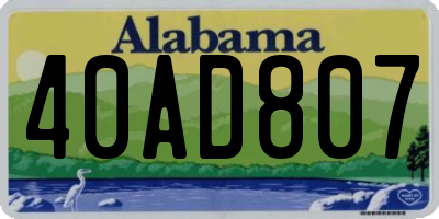 AL license plate 40AD807