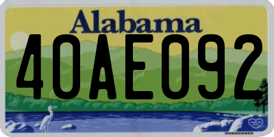 AL license plate 40AE092