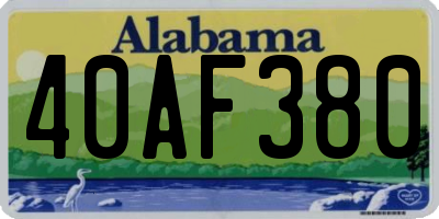 AL license plate 40AF380