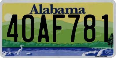 AL license plate 40AF781