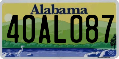 AL license plate 40AL087