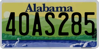 AL license plate 40AS285