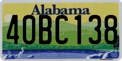 AL license plate 40BC138