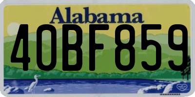 AL license plate 40BF859