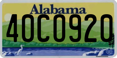 AL license plate 40CO920