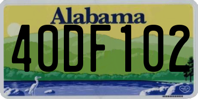 AL license plate 40DF102