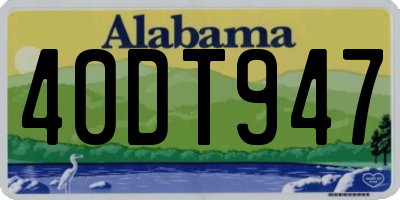 AL license plate 40DT947