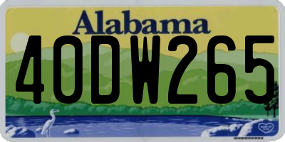 AL license plate 40DW265