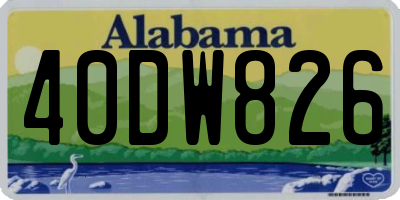 AL license plate 40DW826