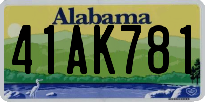 AL license plate 41AK781