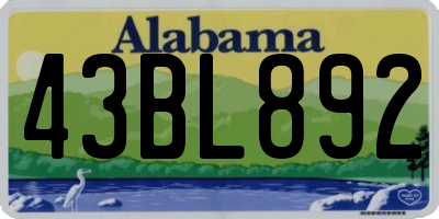 AL license plate 43BL892