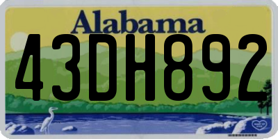 AL license plate 43DH892