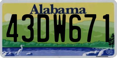 AL license plate 43DW671