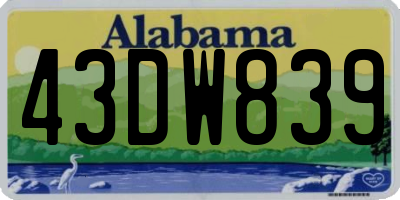 AL license plate 43DW839
