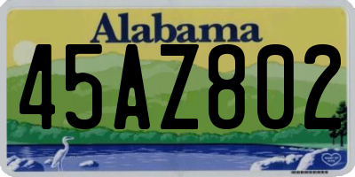 AL license plate 45AZ802