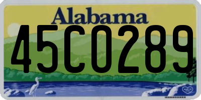 AL license plate 45CO289