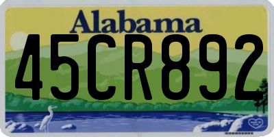 AL license plate 45CR892