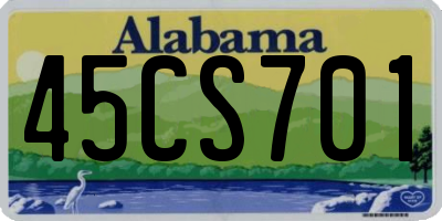 AL license plate 45CS701