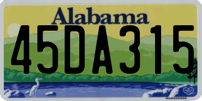 AL license plate 45DA315