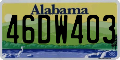 AL license plate 46DW403
