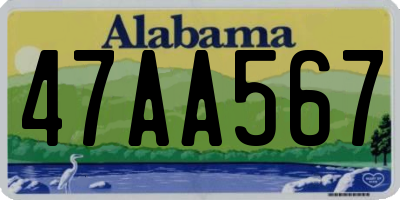 AL license plate 47AA567