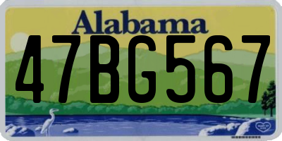 AL license plate 47BG567