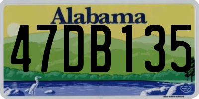 AL license plate 47DB135