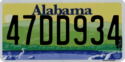 AL license plate 47DD934