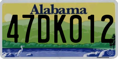 AL license plate 47DK012
