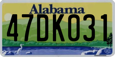 AL license plate 47DK031