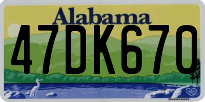 AL license plate 47DK670