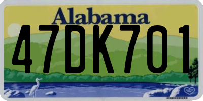 AL license plate 47DK701