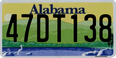 AL license plate 47DT138