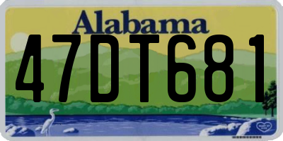 AL license plate 47DT681
