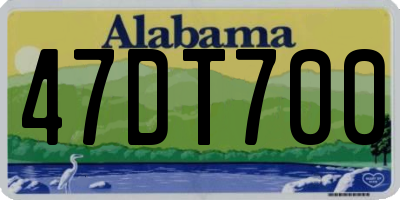 AL license plate 47DT700