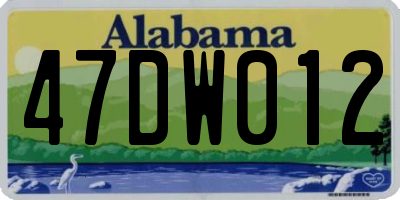 AL license plate 47DW012