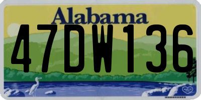 AL license plate 47DW136