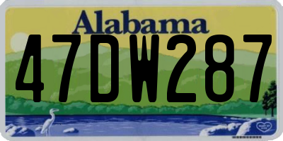 AL license plate 47DW287