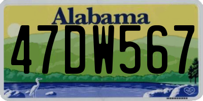 AL license plate 47DW567