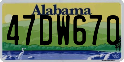 AL license plate 47DW670