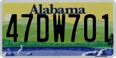 AL license plate 47DW701